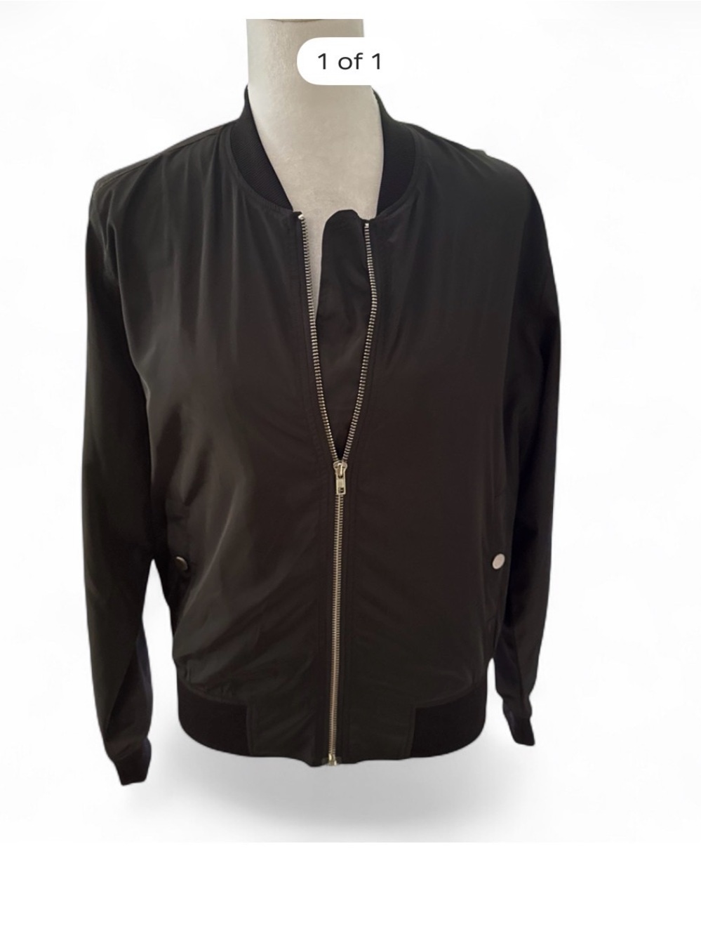 JODIFL Black Bomber Jacket with Silver Zipper